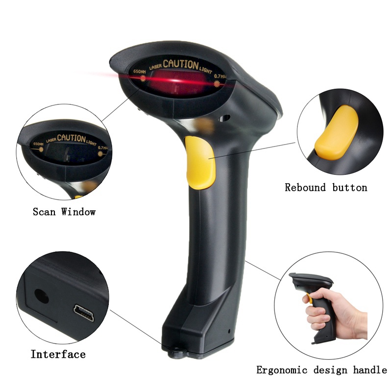 Máy bắn mã vạch, máy quét mã vạch, Kết nối không dây, công nghệ 2.4G laser giúp đọc sảm phẩm cực nhanh