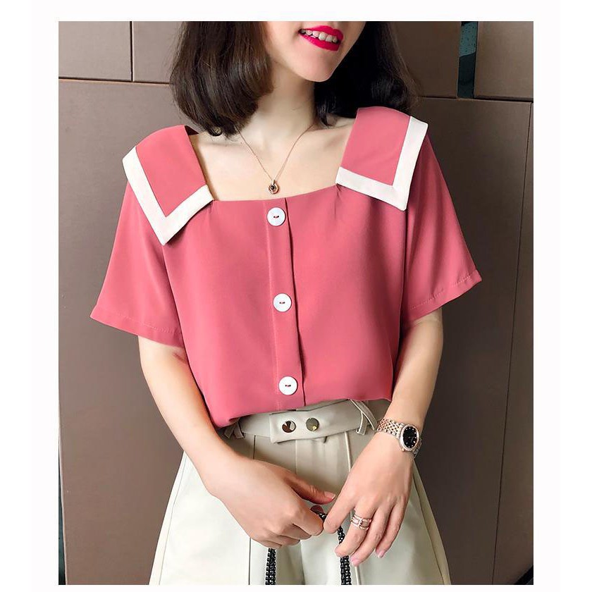 ❣️FREESHIP❣️ AÓ CỔ SEN PHỐI VIỀN TRẮNG HANA  - Hàng thiết kế chuẩn