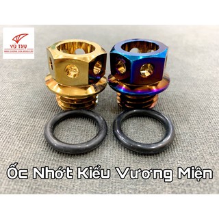 Ốc nắp nhớt kiểu vương miện titan - vàng