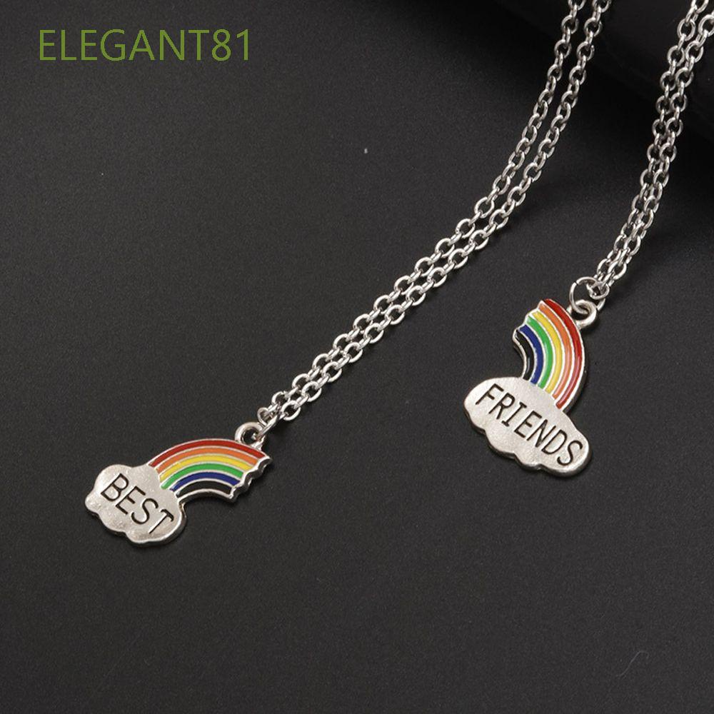 Set 1/2 vòng cổ mặt ghép hình trái tim cầu vồng dễ thương cổ điển thời trang sáng tạo dành cho bạn thân