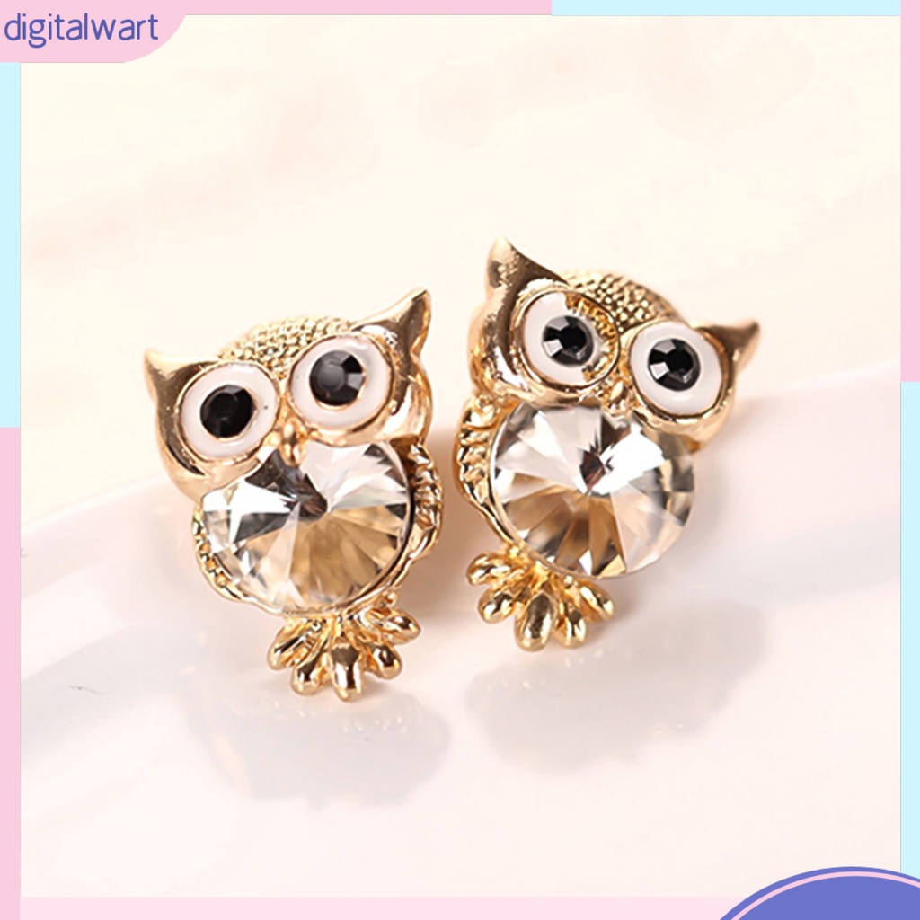 Dg✌❤ Bông Tai Hình Chim Cú Đính Đá Bằng Hợp Kim Thời Trang Dự Tiệc