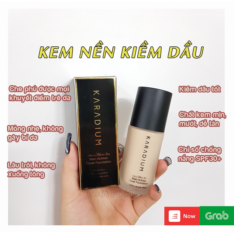 Kem nền KARADIUM Like a Movie Star Cover Foundation 30ml SPF30+ Hàn Quốc mỏng nhẹ, độ che phủ tốt, kiềm dầu