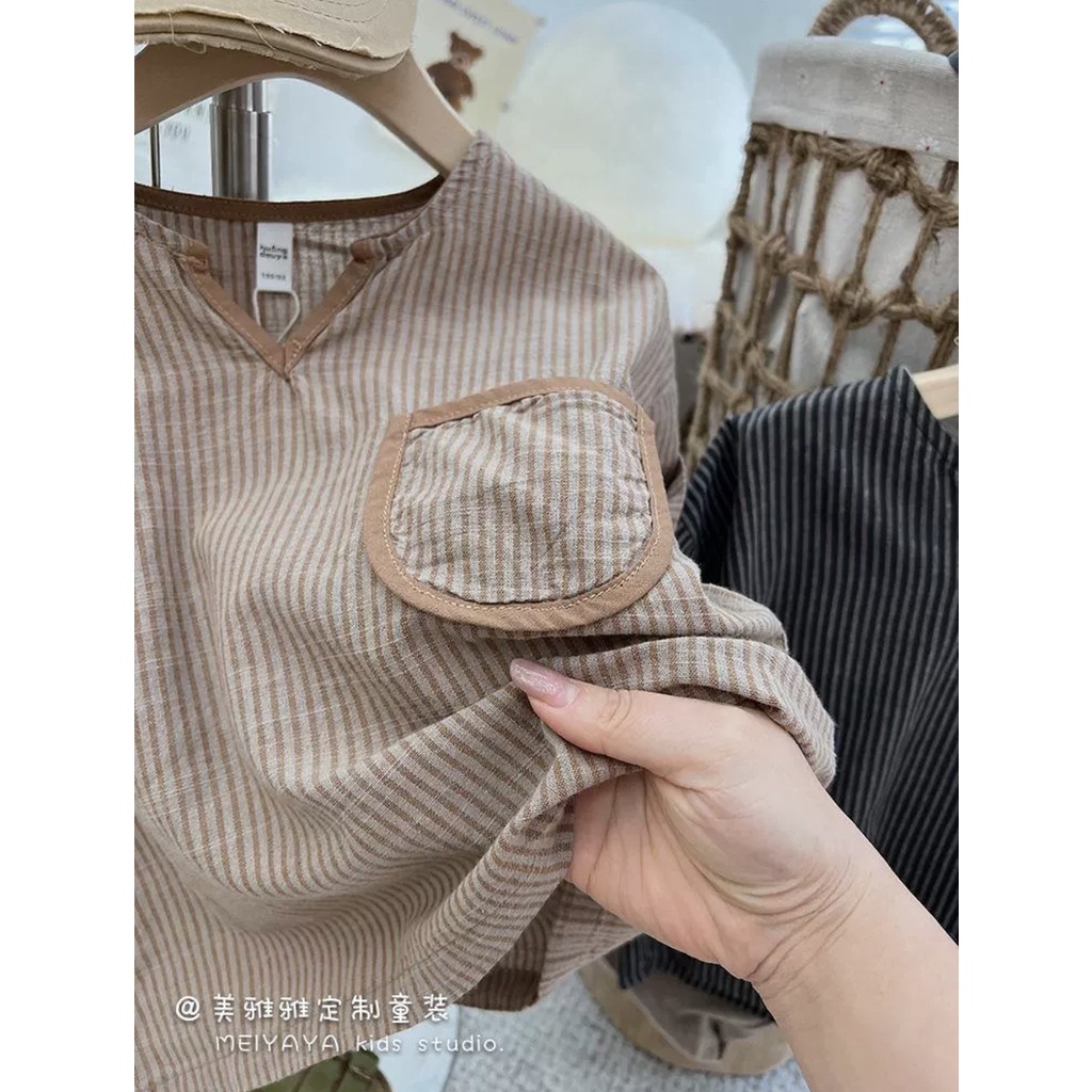 Bộ Cộc Tay Kẻ Bộ Hè Túi Hàng Xuất Dư Chất Vải Mềm Mịn Cho Bé Từ 5Kg Đến 32Kg Thời Trang Trẻ Em Chaarlie Kids