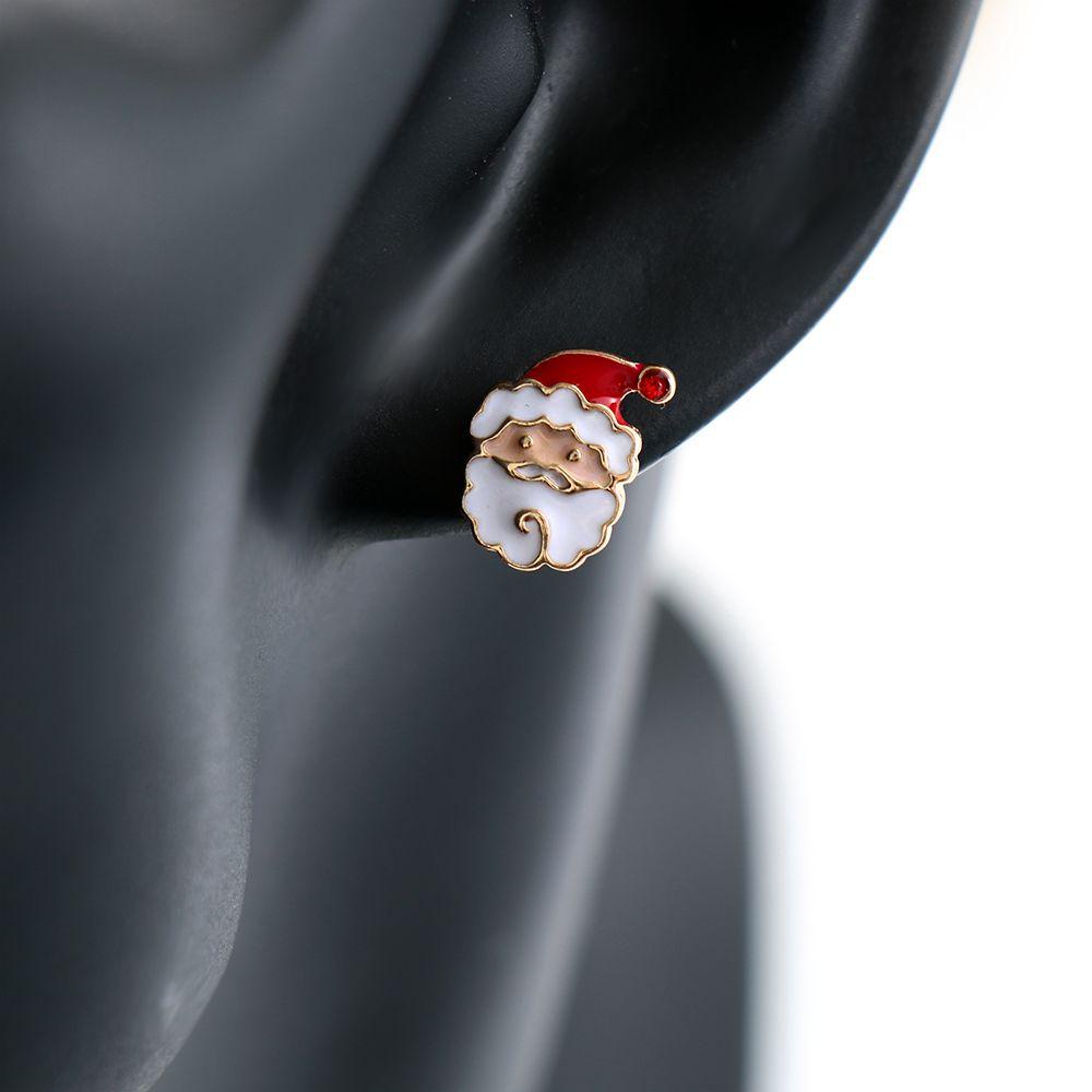 Set 6 Đôi Khuyên Tai Chủ Đề Giáng Sinh Cho Nữ|Khuyên Tai Kim Loại Thời Trang Cá Tính|Phụ Kiện Trang Trí Hình Người Tuyết / Hươu / Nai Sừng Tấm Độc Đáo