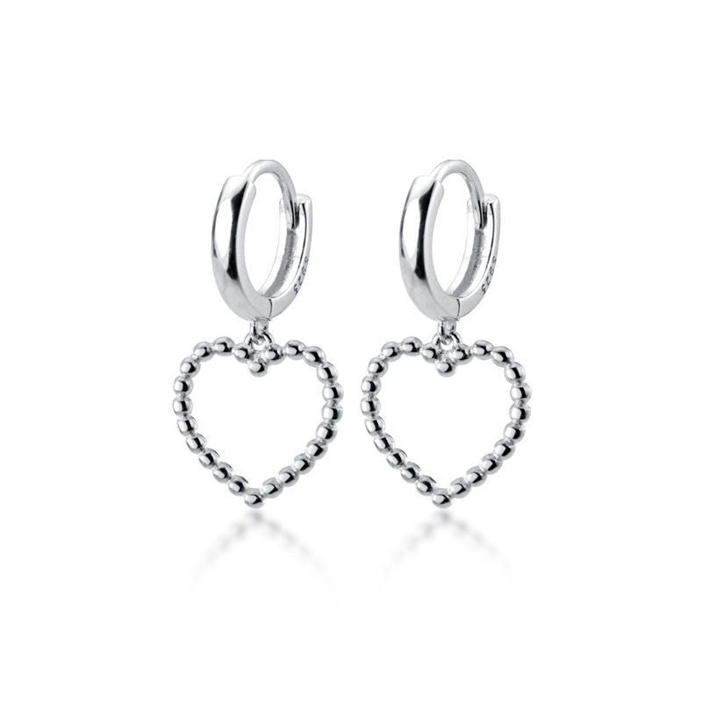 Khuyên Tai Hình Trái Tim Mạ Bạc 925 Phong Cách Hàn Quốc