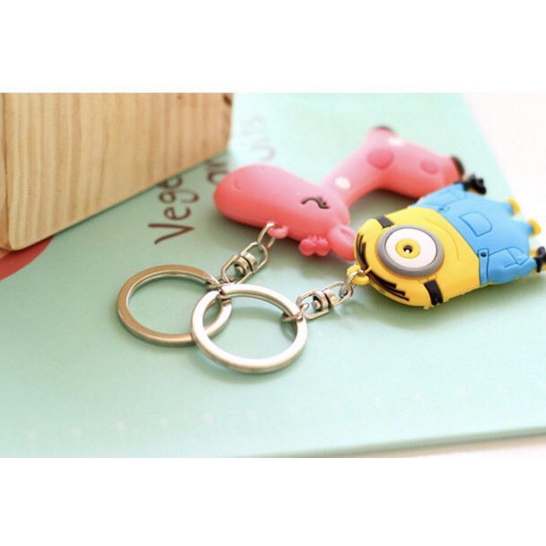 Móc khóa nhựa dẻo 2 mặt hình động vật đáng yêu