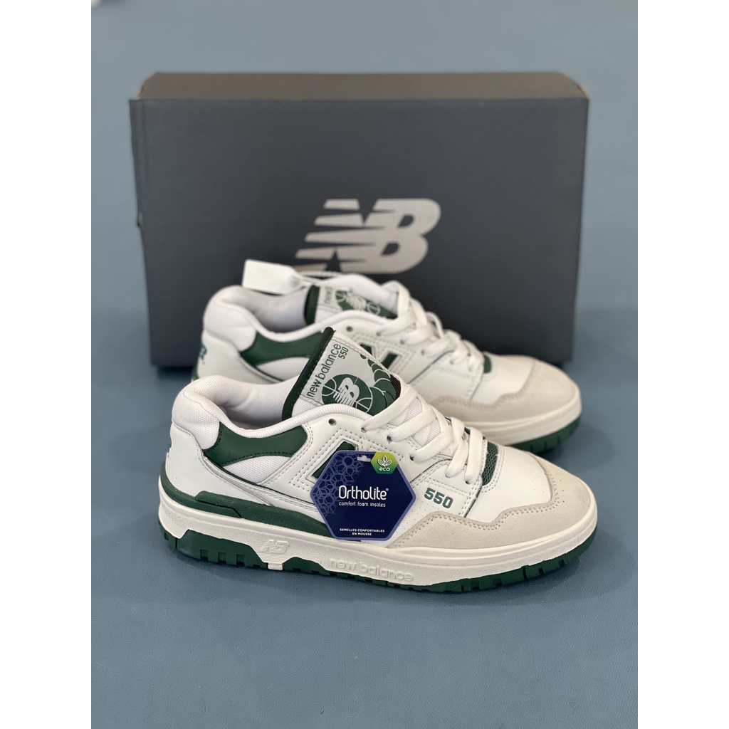 Giày Sneaker NB 550 White Green Cao Cấp Fullbox, Giày thể thao nam nữ newbalance 550 trắng xanh hot trend 2021