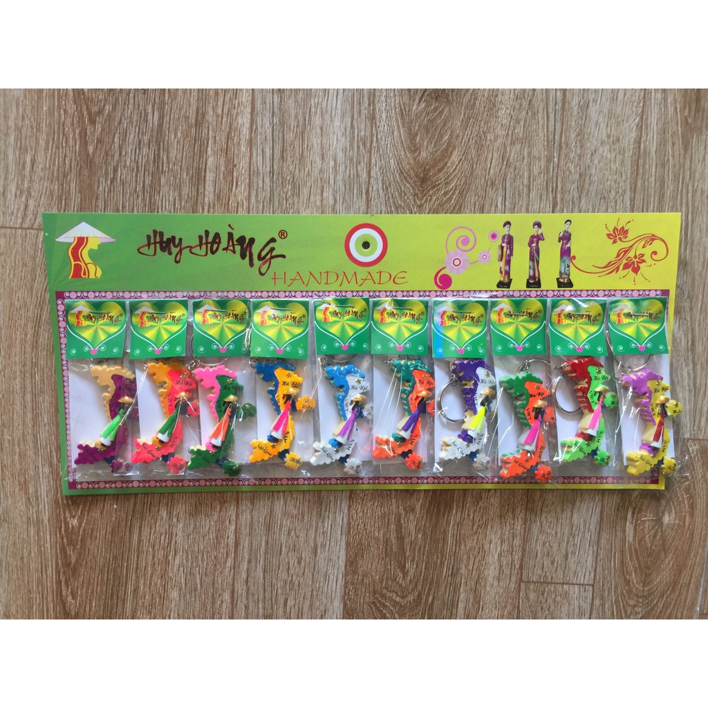 Bộ vỉ 10 móc khóa mô hình việt nam - 7cm
