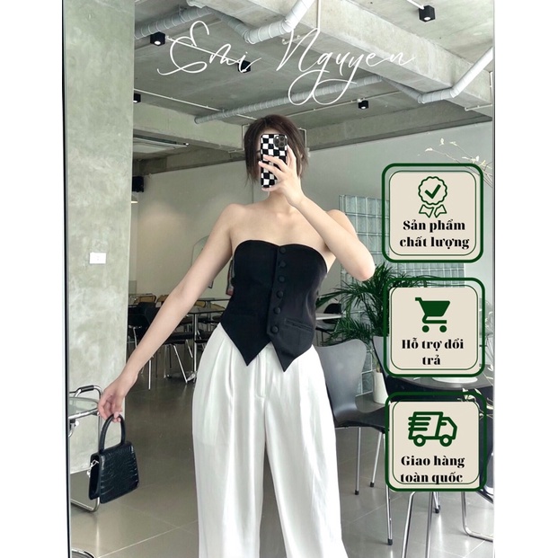 Áo Cúp Ngực Khuy Bọc Dáng Gile EmiNguyen