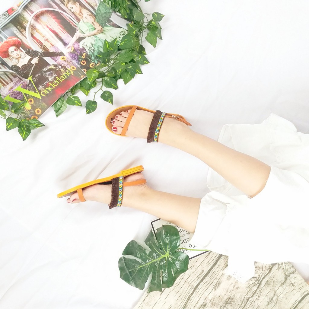 Dép Sandal Thổ Cẩm Boho Vintage Giày Xinh Giá Rẻ