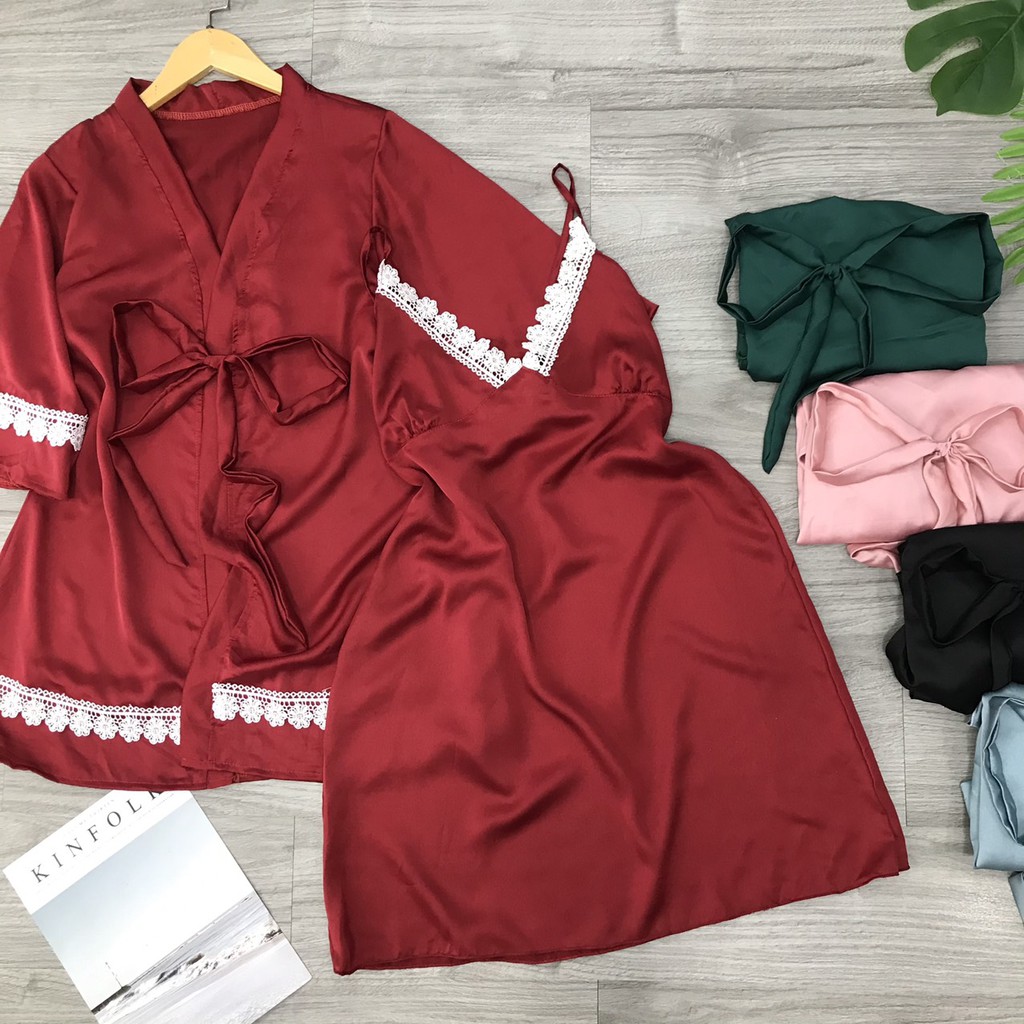 Set váy ngủ sexy và áo choàng siêu xinh, đầm ngủ sexy kèm áo choàng mặc ngủ gợi cảm - Linqu Sleepwear