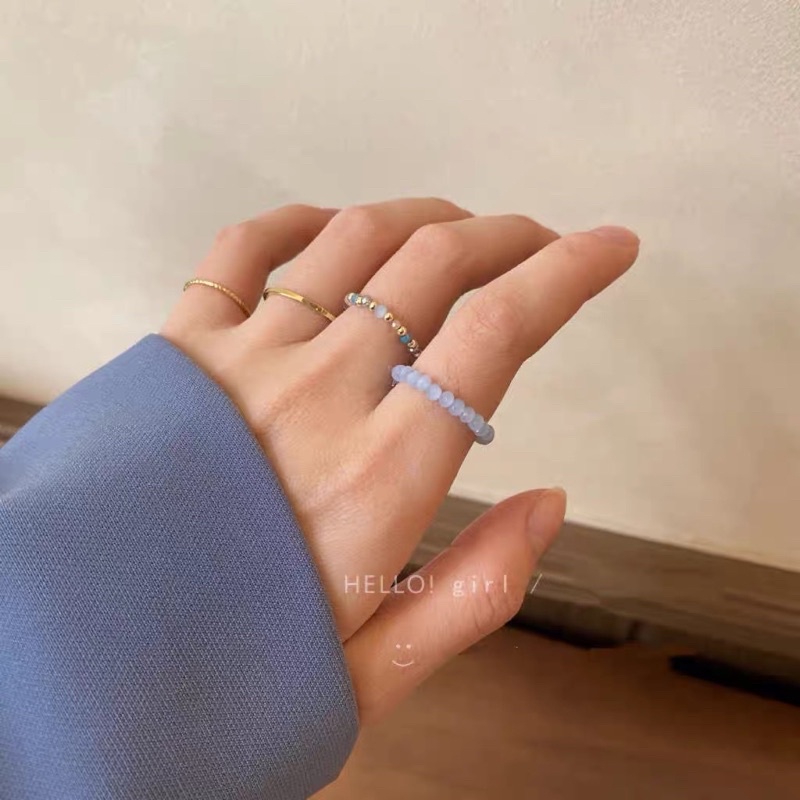 Set nhẫn 4 chiếc hạt cườm