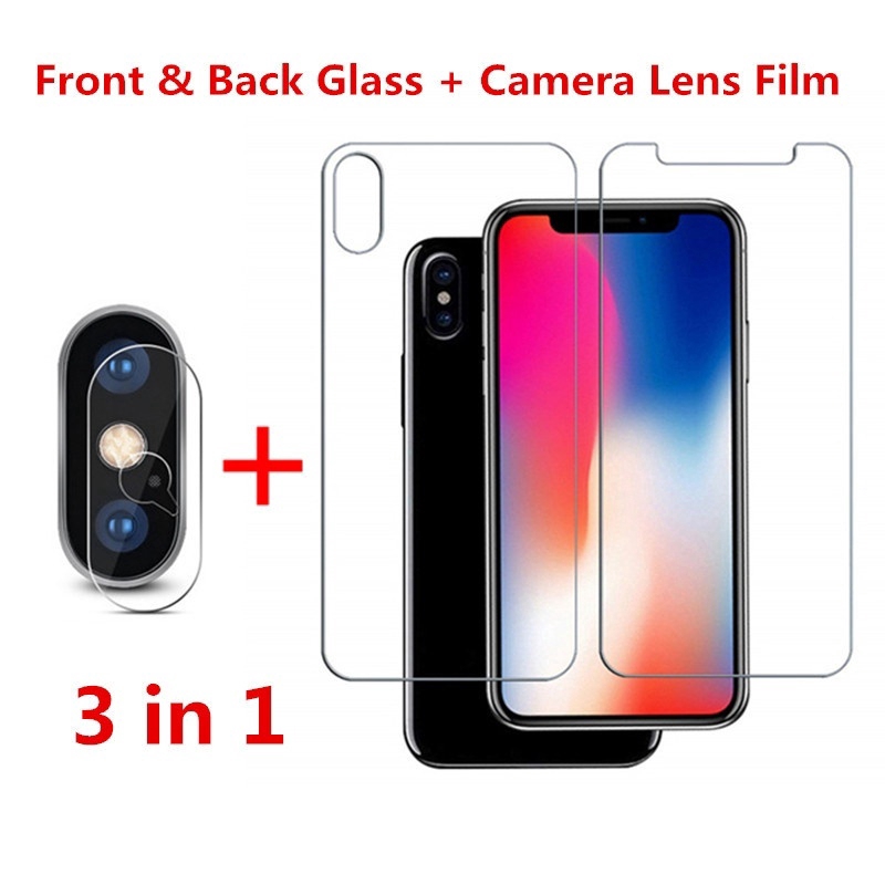 Bộ kính cường lực gắn ống kính và dán màn hình trước sau cho for IPHONE 11 PRO MAX XS XR X 7 PLUS