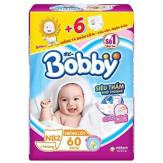 [Tặng 6 Miếng]Miếng lót sơ sinh Bobby Newborn 2 60 Miếng
