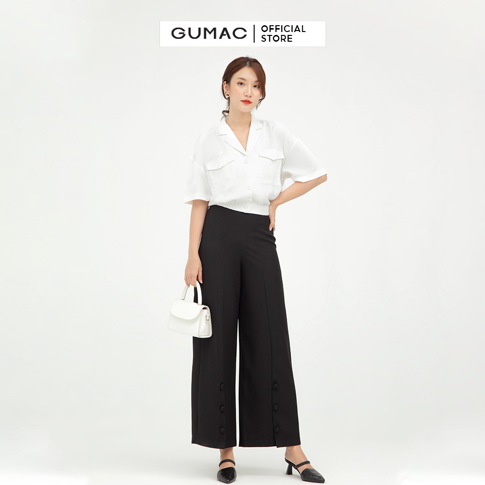 [Mã WABRGU72 giảm 10% tối đa 50k đơn 250k] Quần tây nữ ống rộng phối nút GUMAC nhiều màu QB530 | BigBuy360 - bigbuy360.vn