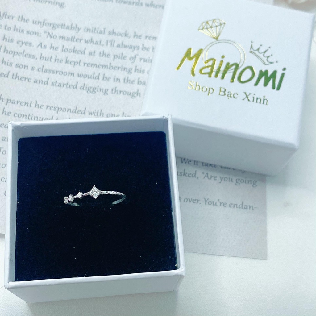 Nhẫn nữ bạc 3 mẫu mini nhà MAINOMI nhỏ nhắn xinh xắn mang vẻ độc đáo khác nhau