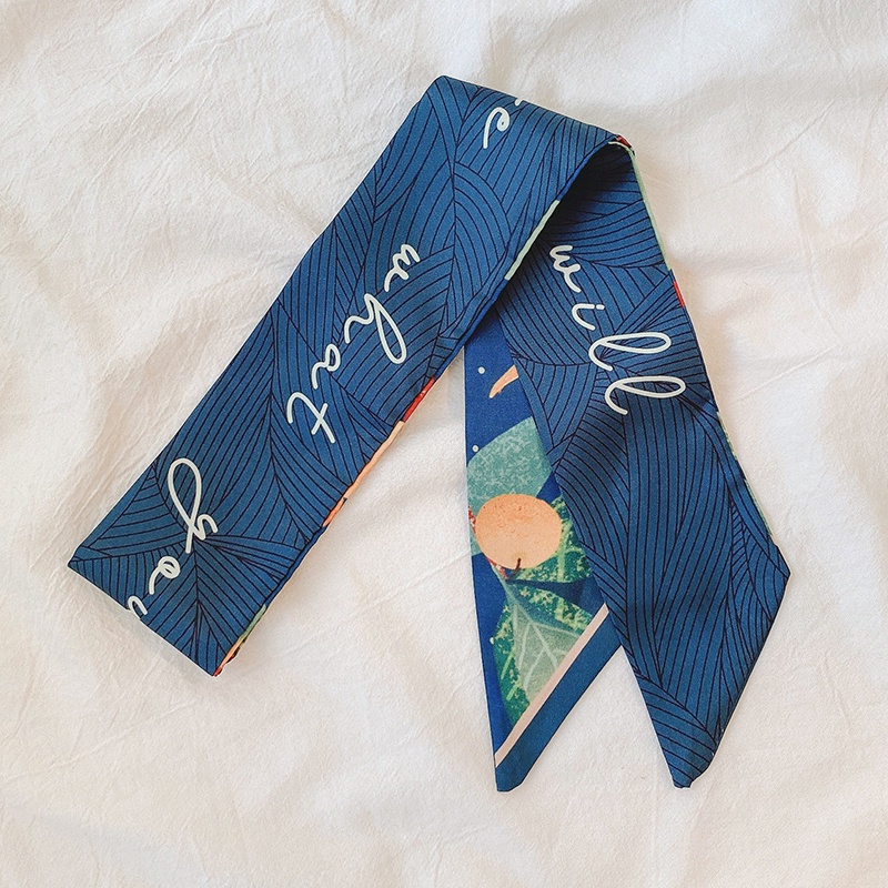 Khăn choàng cột tóc vải lụa chất lượng cao in họa tiết thời trang Hàn Quốc dành cho bạn gái