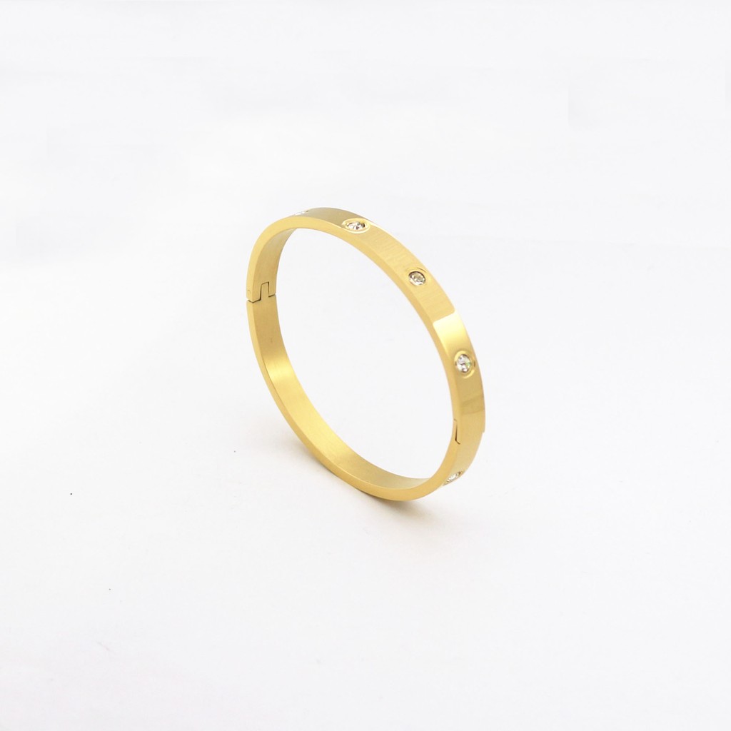 Trang sức Zircon bằng vàng hồng trơn 10 Cz Vòng đeo tay trống kim cương cho nữ