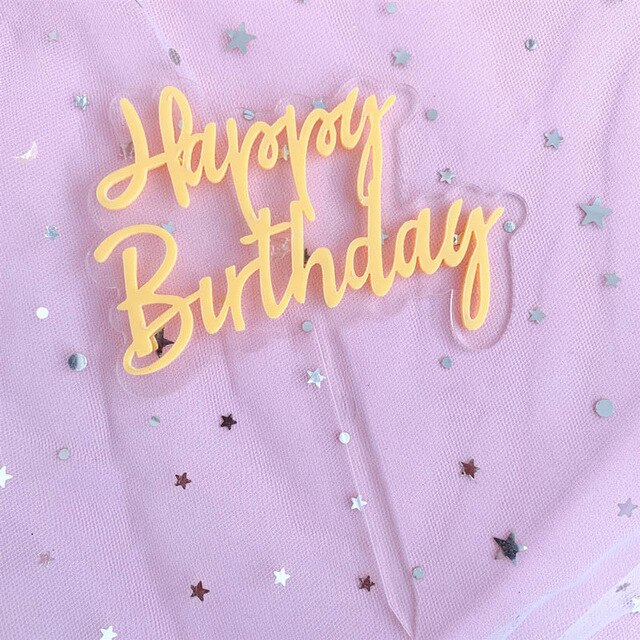 Phụ kiện trang trí bánh kem hình chữ Happy Birthday xinh xắn