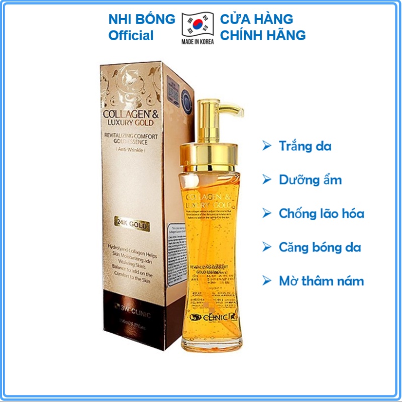 Serum trắng da - Serum vàng 24k Luxury Gold chống lão hóa 3W Clinic Hàn Quốc 150ml [Nhập Khẩu Hàn Quốc]