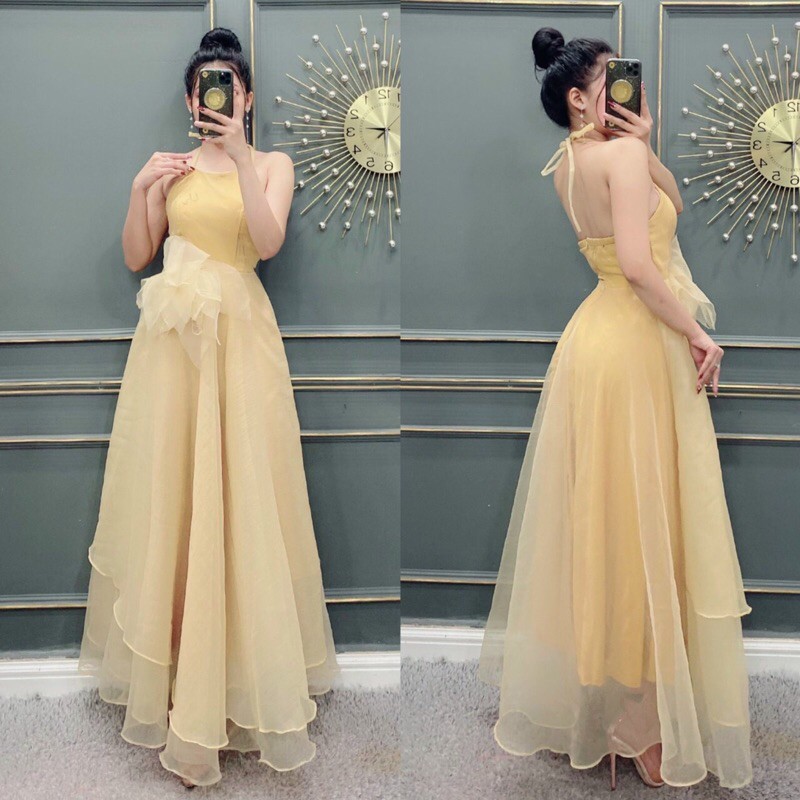 ẢNH VÀ VIDEO THẬT 10000% _ ĐẦM MAXI CỔ YẾM KẾT HOA EO