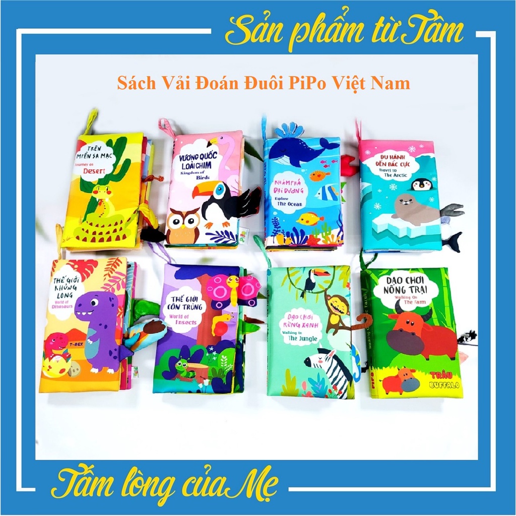 Sách Vải Đoán Đuôi PiPo Việt Nam An Toàn Cho Bé Từ 6 Tháng Tuổi, Giúp Phát Triển Trí Tuệ, Nhận Biết Các Loài Động Vật