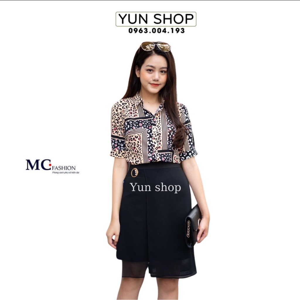 Áo sơ mi tay lỡ da báo - MC Fashion A613 màu nude