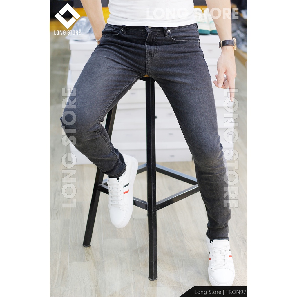 Quần jean nam đen khói nhám LONGARES ống đứng dáng ôm skinny chất bò co giãn cao cấp cực đẹp Tron97