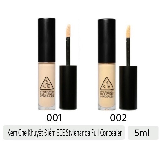 Che Khuyết Điểm 3CE Full Cover Concealer Màu 002-001