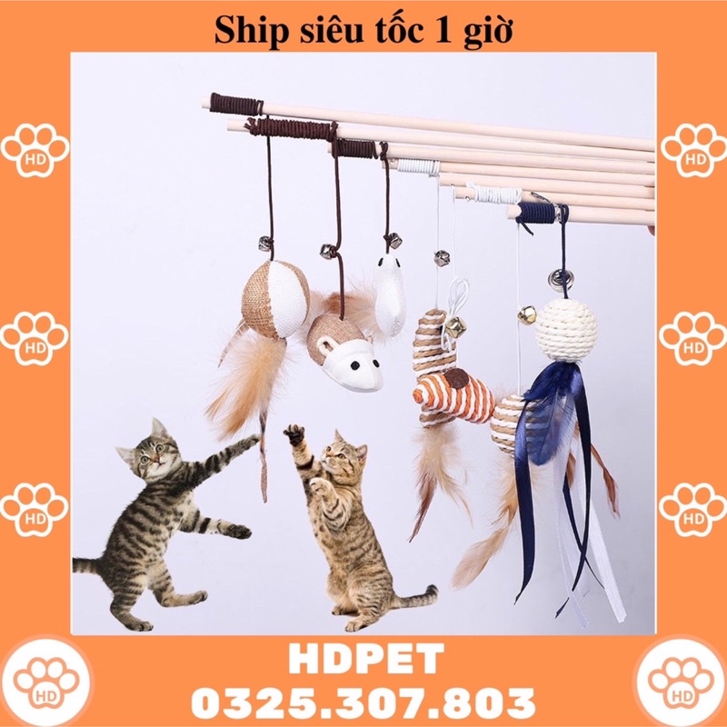 ĐỒ CHƠI CẦN CÂU GỖ CHO MÈO VỜN