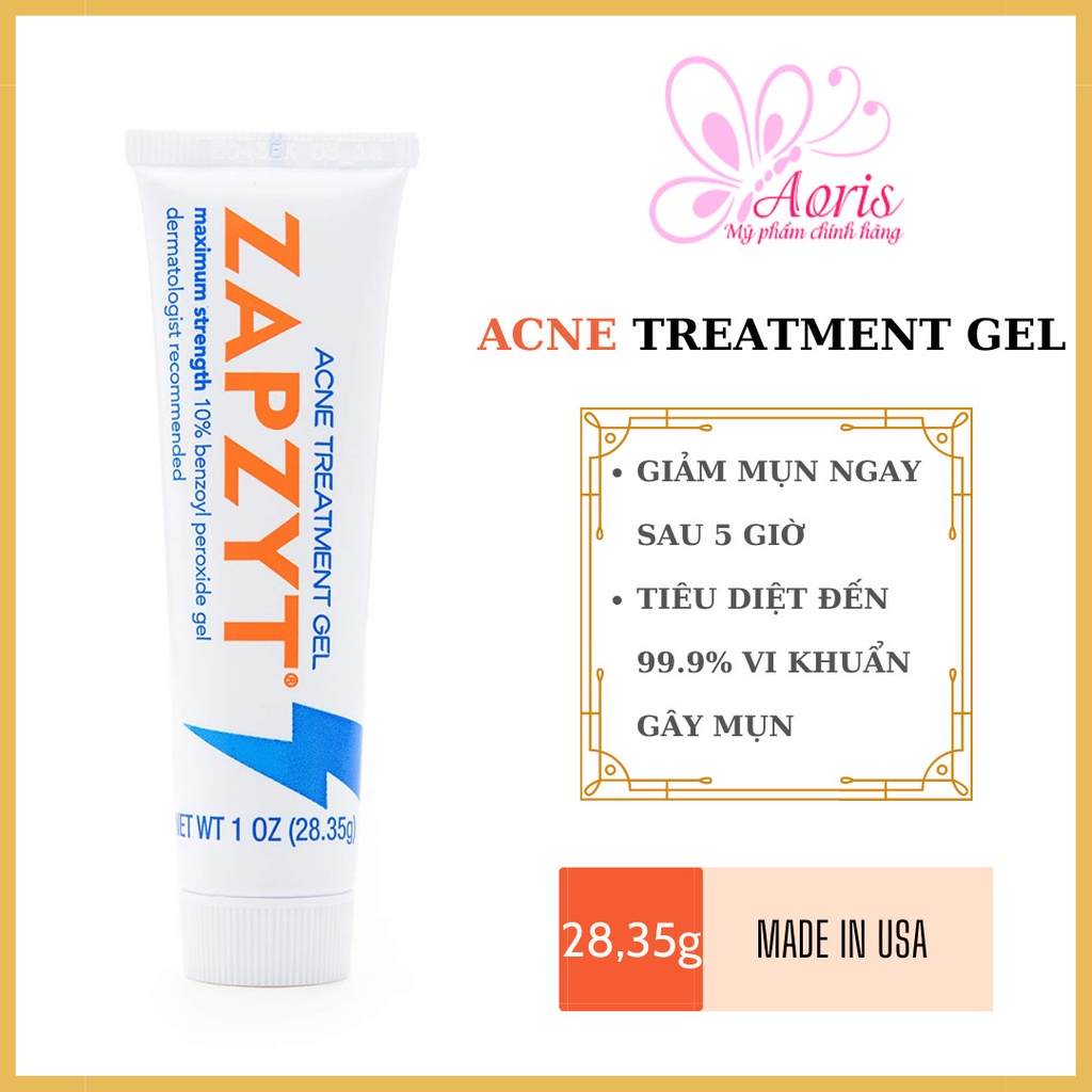 [BIll US] Gel giảm mụn Zapzyt Maximum Strength 10% Benzoyl Peroxide