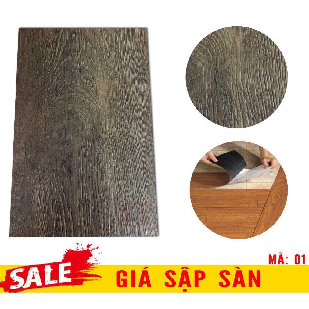 [SALE] 7 Tấm SÀN NHỰA GIẢ GỖ 3D Vân gỗ sần / Tự Dính Thông Minh / 91.5cm x 15.2cm x 2mm/ Mã: 01