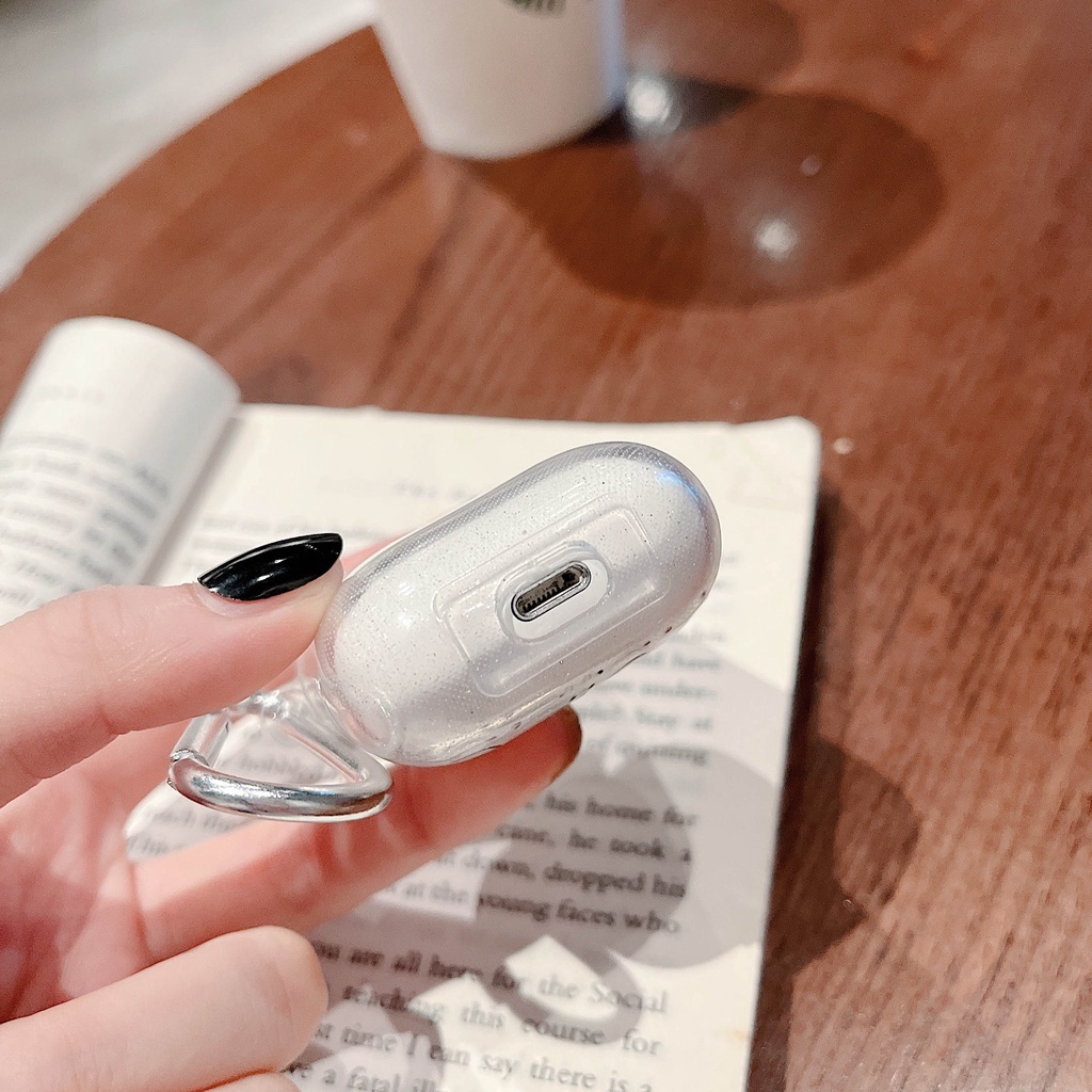 Vỏ Bảo Vệ Hộp Sạc Tai Nghe AirPods3 AirPods3 Pro 2Gen Màu Trong Suốt Lấp Lánh Họa Tiết Mặt Cười Dễ Thương Ốp