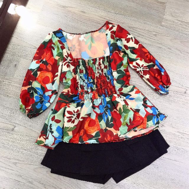 Áo Peplum Hoa Nhún