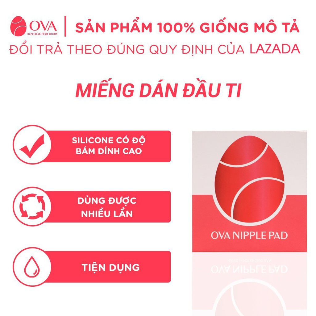 COMBO 5 HỘP Miếng dán ngực silicon cao cấp OvaPink Nipple Pad siêu dính, tái sử dụng 6th, che đầu ti, nhũ hoa.