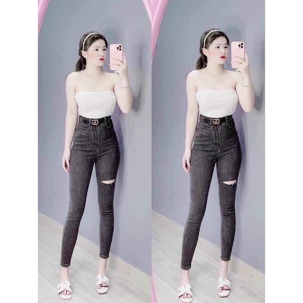 Quần Jean Siêu Cao Rách 1 Đường Bao Chất Bao From