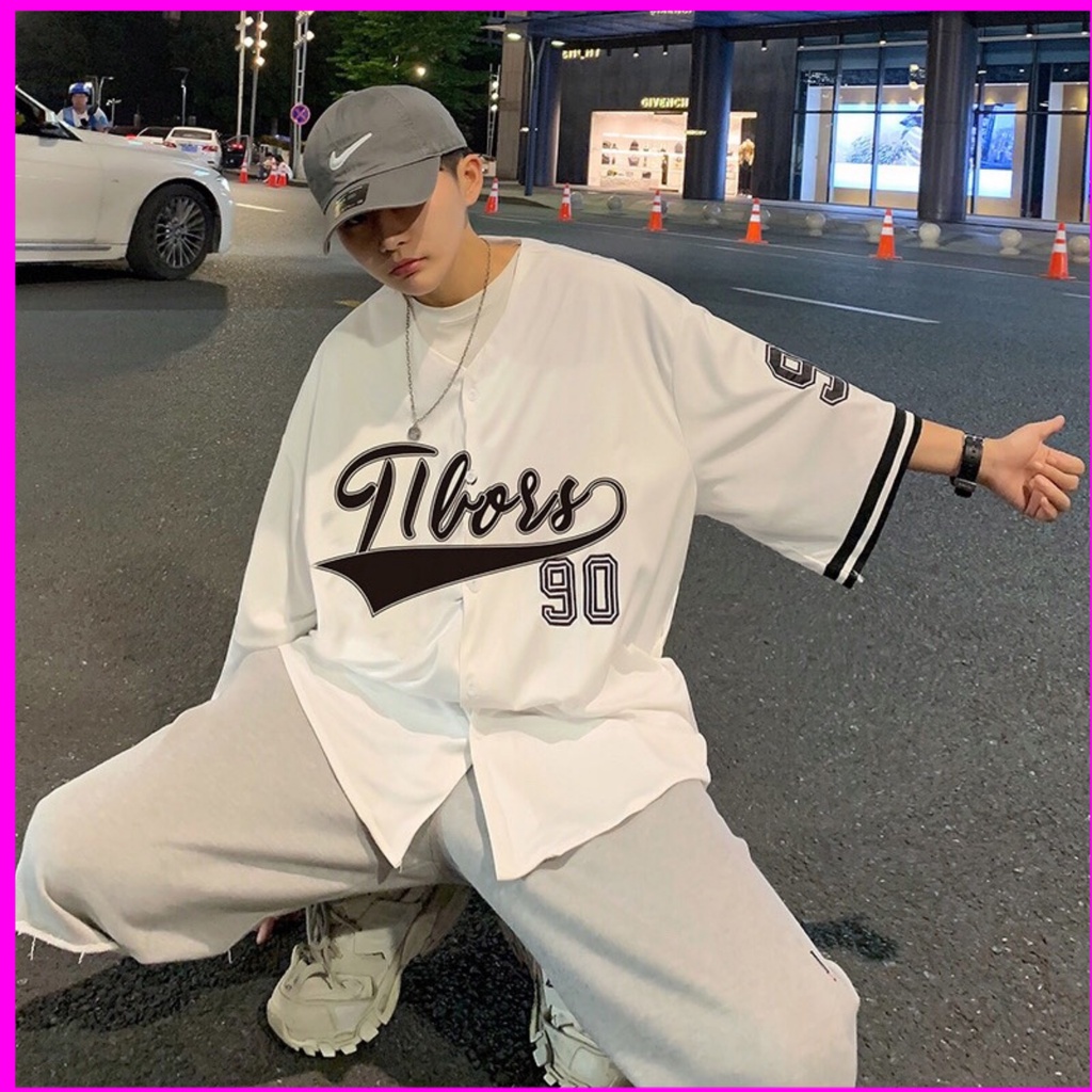 Áo sơ mi tay lỡ phong cách phong cách VDV bóng chày độc đáo 2021