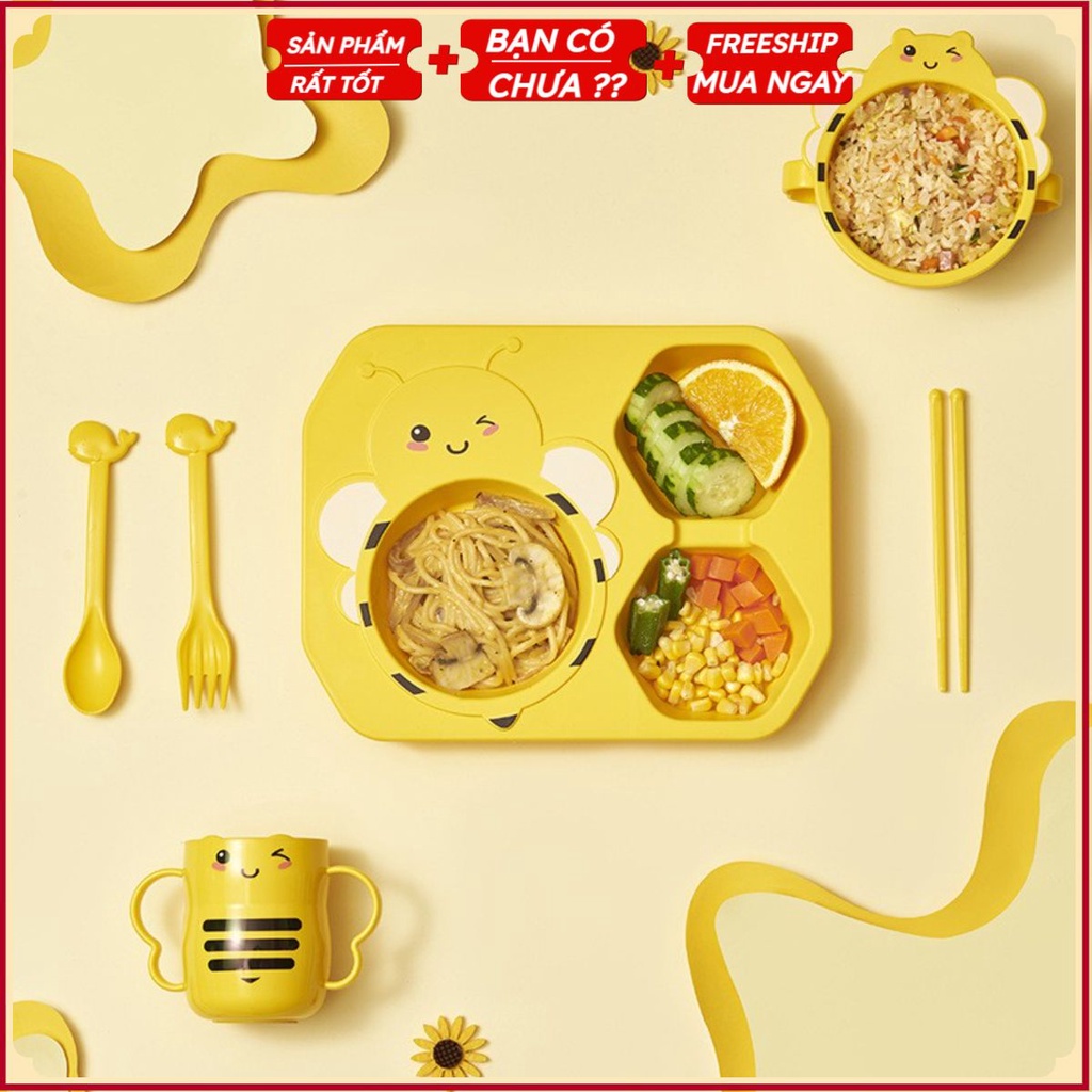 PVN31830 Bộ khay ăn dặm, bát ăn dặm hình ong vàng, bộ 6 chi tiết T2