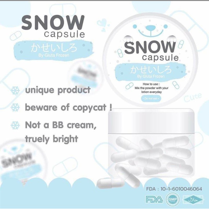 TRỘN VÀO KEM BODY - VIÊN KÍCH TRẮNG DA SNOW CAPSULE BY GLUTA FROZEN THÁI LAN CHÍNH HÃNG - 9090