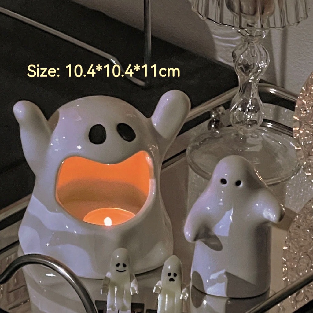 Đế Nến Bằng Gốm Hình Ma Nhỏ Dễ Thương Dùng Trang Trí Nhà Cửa