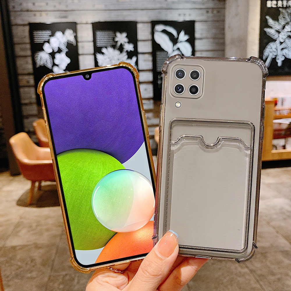 Ốp điện thoại trong suốt có ngăn đựng thẻ cho Samsung Galaxy A42 A22 A12 A02 4g 5g