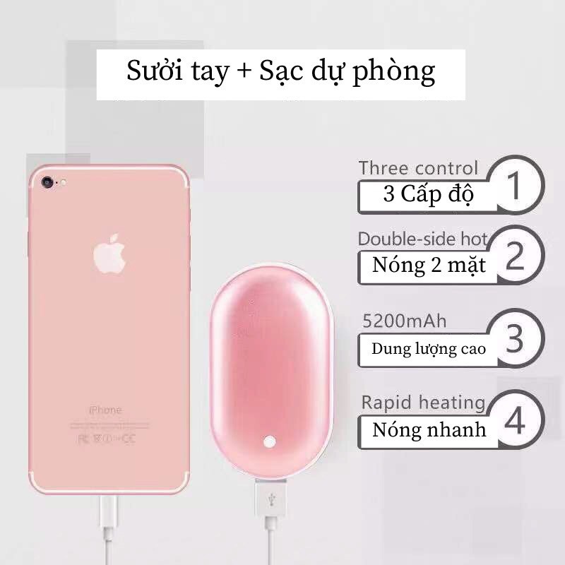 Máy sưởi tay kiêm sạc dự phòng mini (stone)