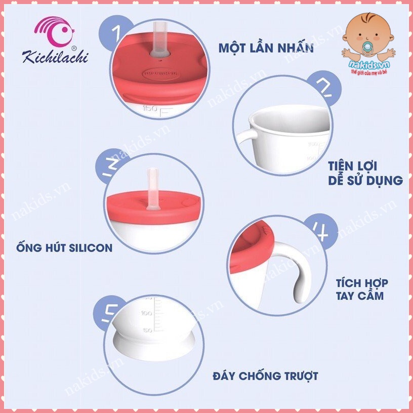 Cốc Tập Uống, Bình Tập Hút KICHI 150ml 3 Giai Đoạn Cho Bé MS54
