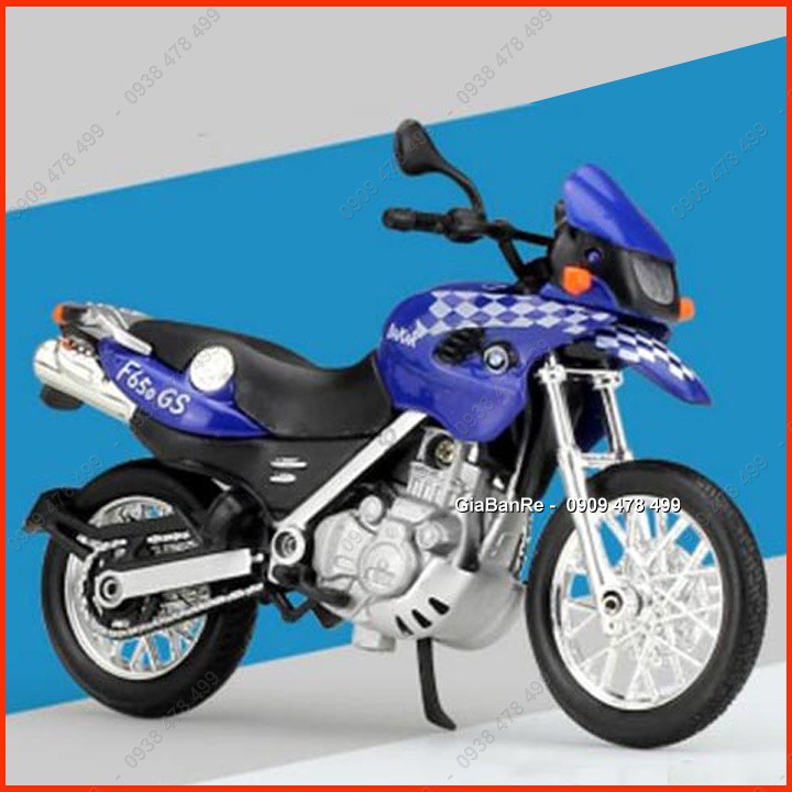 XE MÔ HÌNH TỈ LỆ 1:18 - MOTO BMW 650GS - WELLY - XANH - 8762.5