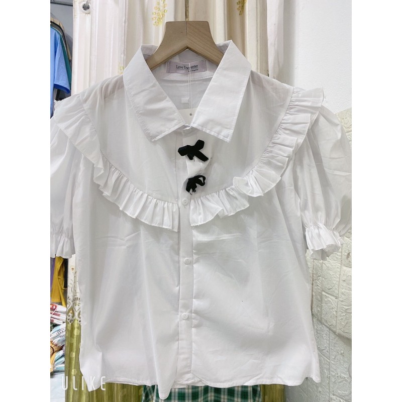 [Mã WASKT304 giảm 15% tối đa 30K đơn 99K] Áo sơ mi trắng đính 2 nơ đen CỘC | BigBuy360 - bigbuy360.vn
