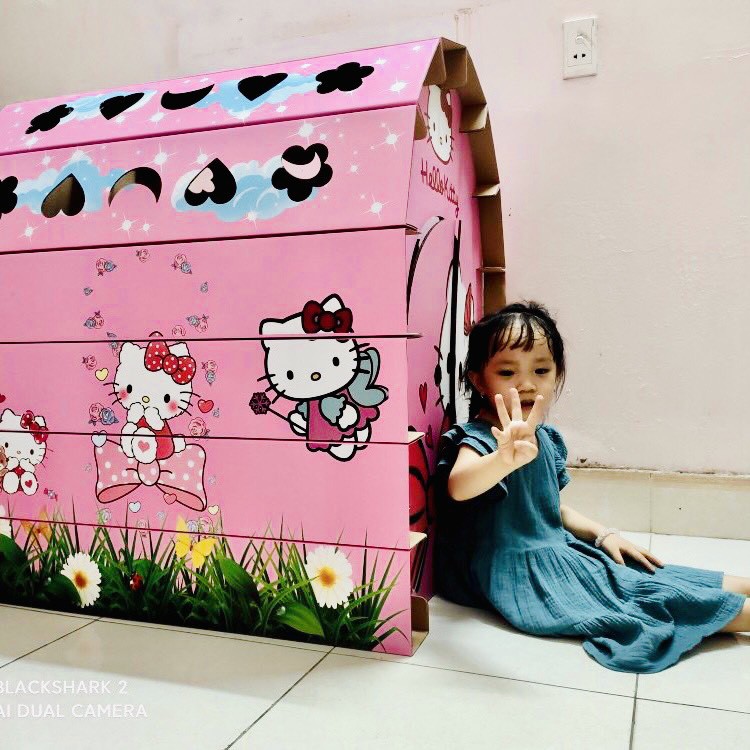 [FREESHIP❤️]– Nhà Bìa Lắp Ghép - Hello Kitty- 5 Lớp Cán Bóng Chịu Lực 20Kg