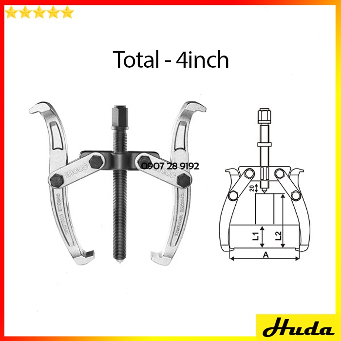Cảo 2 chấu lực cảo 2000kg - 5000kg tháo lắp vòng bi bạc đạn Total Ingco thép Crv cứng chắc chịu nhiệt