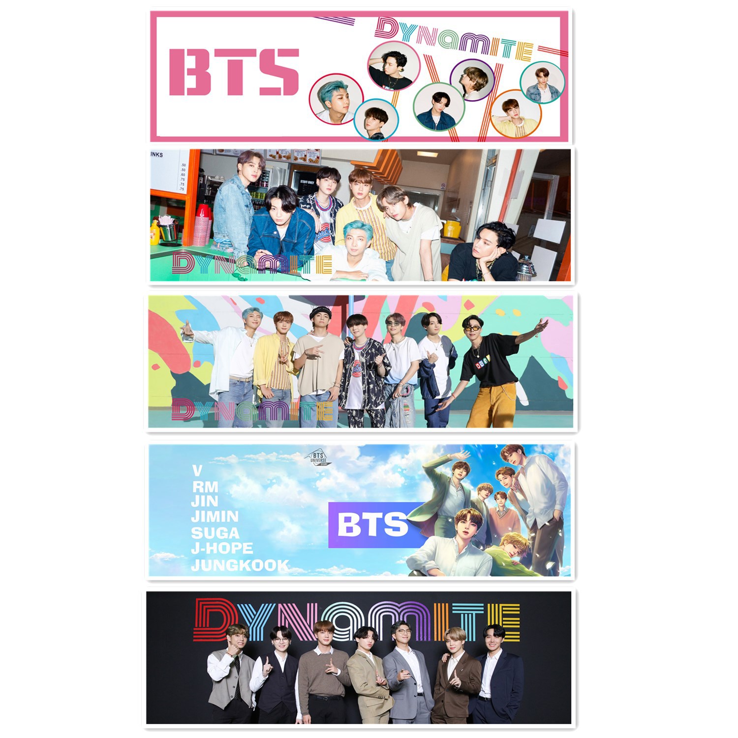 BTS Dynamite Biểu ngữ tay Hòa nhạc với Banner viện trợ Biểu ngữ tay hỗ trợ vải Đồ dùng cho buổi hòa nhạc Đạo cụ cổ vũ Đạo cụ tăng Độ rộng tay