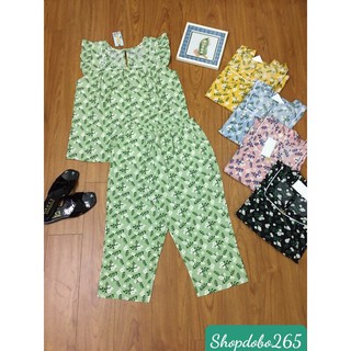 Đồ bộ nữ,đồ ngủ mặc nhà lửng 9 tấc vải lụa họa tiết hoa nhí size đại siêu cưng.