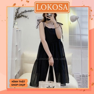 Váy Babydoll Dáng dài LOKOSA Đầm Voan hai dây suông Hàn Quốc Thiết kế nhiều lớp Phù hợp đi chơi đi dự tiêc cưới VDE18